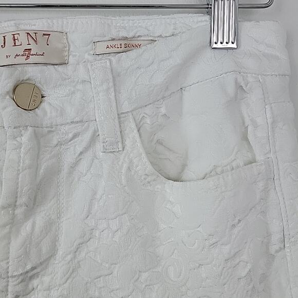 JEN7 by 7 For All Mankind White Lace Ankle Skinny Jeans Size 4 FLAWED - Picture 3 of 14